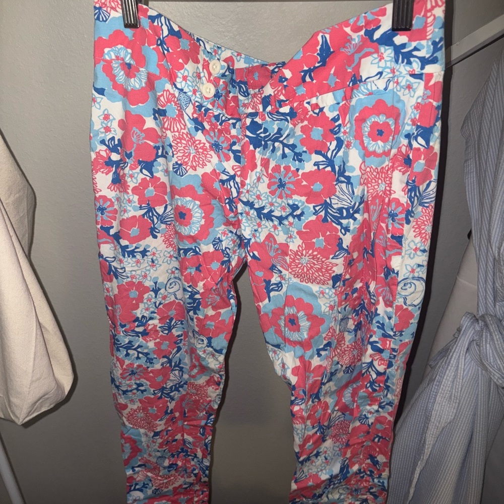 Lilly Pulitzer Pink and Blue Floral Pants